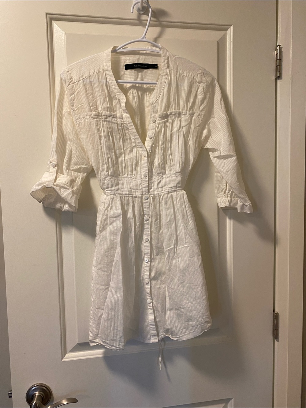 Calvin Klein White Button-Front Shirt tunic